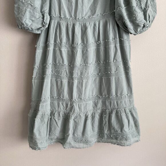 Listicle Dress Womens Large Puff Sleeve Open Back Dress Sage Green Cottagecore - Picture 5 of 10